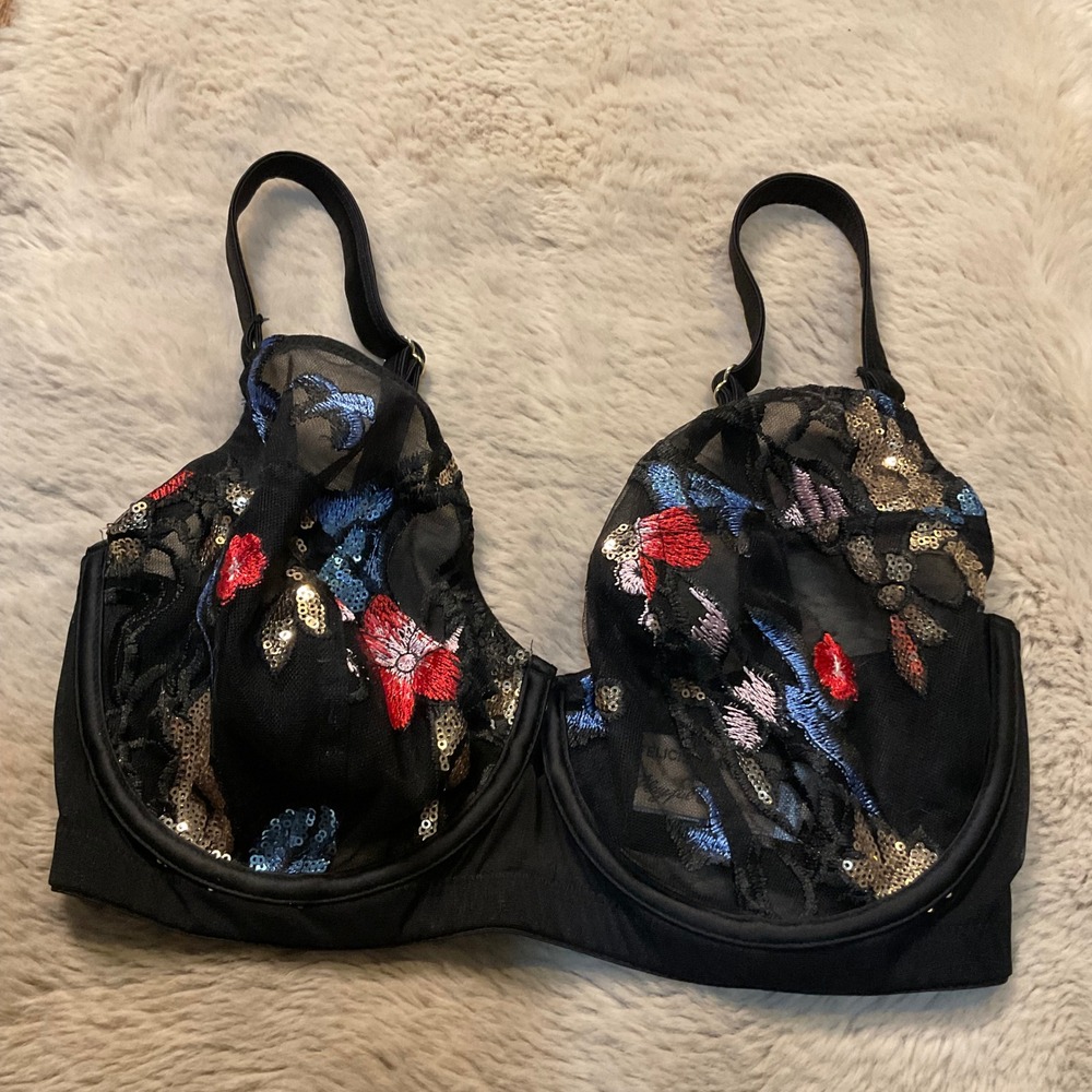 Felicity Hayward x Playful Promises‎ 32H Bra Black Mesh Elly Sequin Underwire